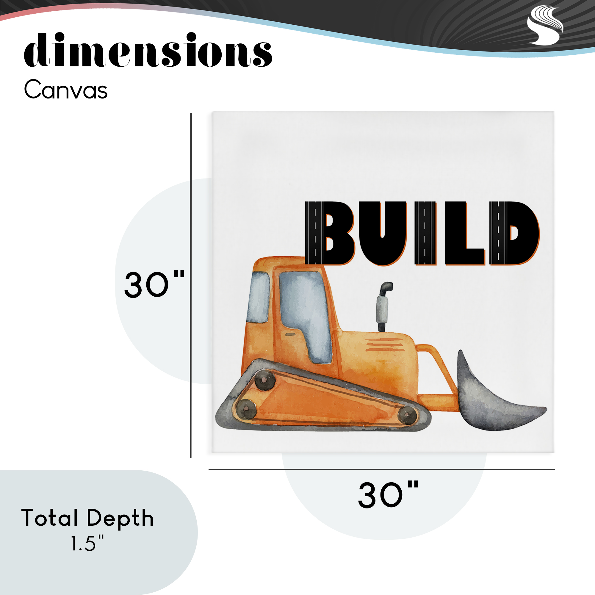 Build with Orange Bulldozer Canvas Wall Art, design by Kim Allen