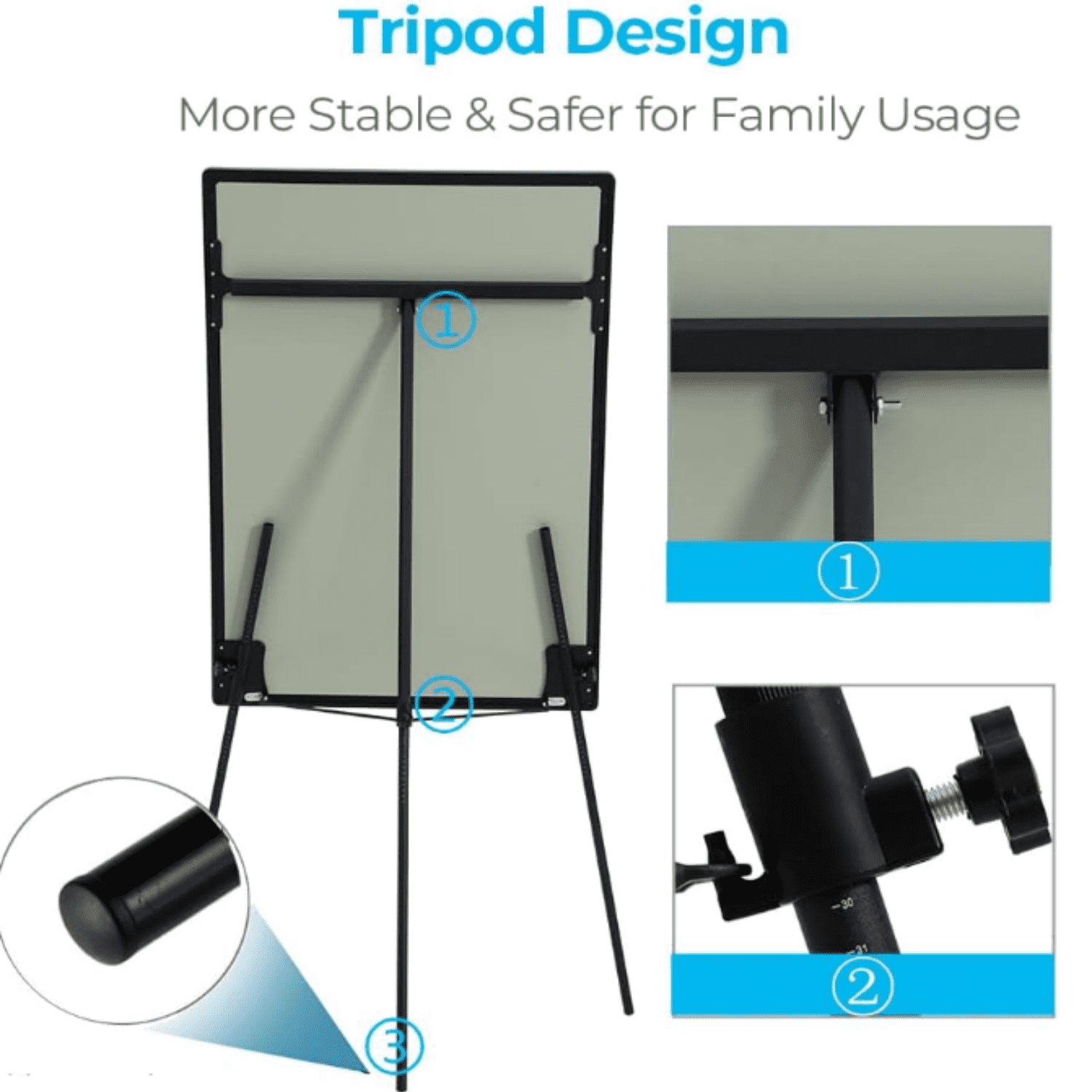 Dry Erase Easel 36" x 24", Height Adjustable Magnetic White Board with Tripod Stand, Office Presentation Board with 25 Sheets Flipchart Paper Pad, Magnets & Eraser, Black