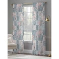 thumbnail image 4 of Blue Pink Botanical Semi Sheer Window Curtains 108 Inches Long, Spring Floral Vintage Rod Pocket Voile Silky Chiffon Curtain Light Filtering Drapes for Living Room, Kitchen, 52"x108", 2 Panels, 4 of 9