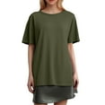 thumbnail image 3 of Conairie Oversized Shirts for Women Casual Loose Crew Neck Short Sleeve T Shirts Solid Fashion Dressy Breathable Work Tee Pullover Outfits Army Green XXXL, 3 of 7