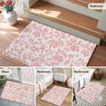 thumbnail image 5 of 2x3 Ft Entryway Area Rug, Farmhouse Flower Kitchen Rug Runner Washable Floor Mat, Botanical Vintage Coral Red Leaf Plant Non Slip Indoor Door Mat Throw Carpet for Bathroom Living Room Bedroom, 5 of 8