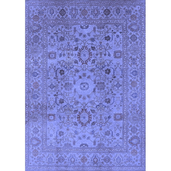 Ahgly Company Machine Washable Indoor Rectangle Oriental Blue Industrial Area Rugs, 2' x 5'