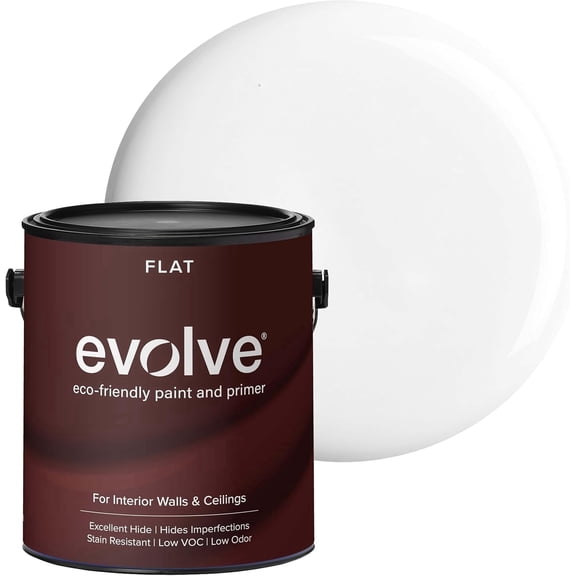 Evolve Eco-Friendly Cloud White Flat Finish Acrylic Latex Paint and Primer, 1 Gallon