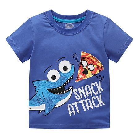 

Toddler Shortsleeve T-shirts Boys Children s Tees Fashion Cartoon Shark Printing Baby Cotton T-shirts 12M-8T