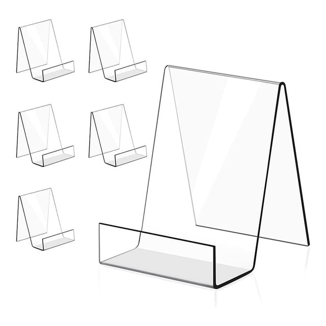 Paquete de 6 Soportes de AcríLico para Libros, Soporte de Caballete de ExhibicióN de AcríLico Transparente para Mostrar áLbumes de Fotos, Libros, Hojas de MúSica (Grande)