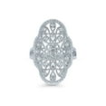 thumbnail image 2 of BERRICLE Sterling Silver Flower Cubic Zirconia CZ Statement Navette Cocktail Fashion Ring for Women, Rhodium Plated Size 5, 2 of 8