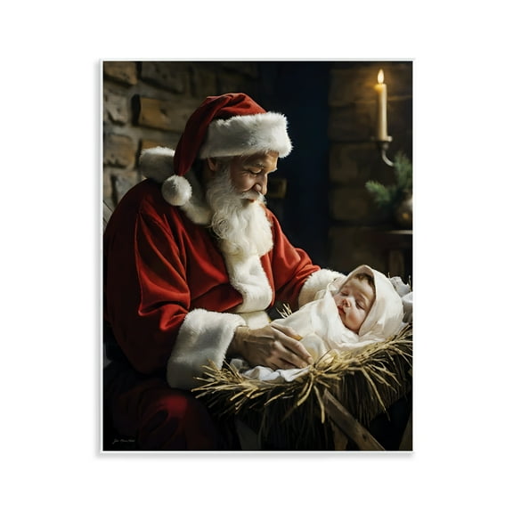 Santa Claus & Baby Jesus Wall Plaque Art, 11 x 14, Made In USA