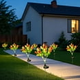 thumbnail image 5 of Solar-Powered Tulips Garden Light Outdoor Waterproof Ground Spike Decorative Lighting Plastic Energy-Saving Auto On Off Weatherproof Design Ground Stake 26.38x2.36Inch, 5 of 6