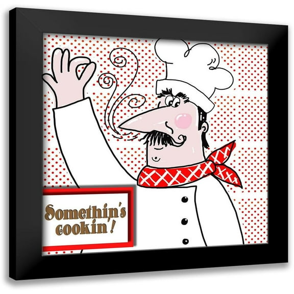 Mosher, Deidre 12x12 Black Modern Framed Museum Art Print Titled - Bon Appetit Chef II