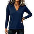 thumbnail image 5 of Garbnen Polo Shirt Women V Neck Long Sleeve Shirts Women Casual Fitted Outdoor Lightweight Trendy Business Golf Shirt Women M, 5 of 8