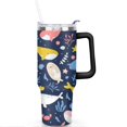 thumbnail image 2 of 40oz Ocean Cute Shark Stainless Steel Flip Straw Tumbler Spill Proof Travel Cup Double Wall Vacuum Insulated Coffee Mug with Top Handle, 2 of 6