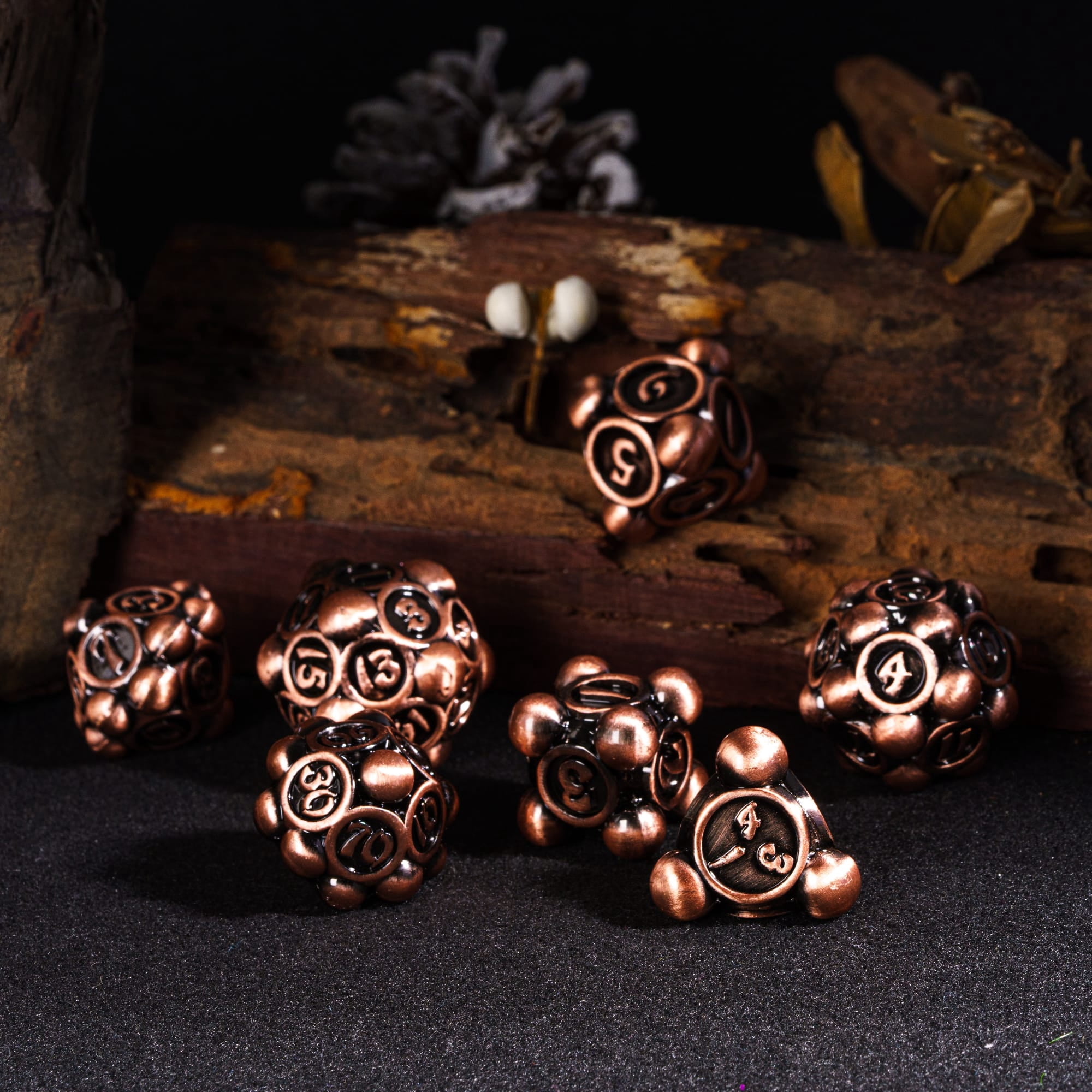 Cusdie 7-Die Metal DND Dice Set, Ball Tip Design Metal Polyhedral D&D Dice Set for DND Dungeons and Dragons TTRPG Role Playing Games