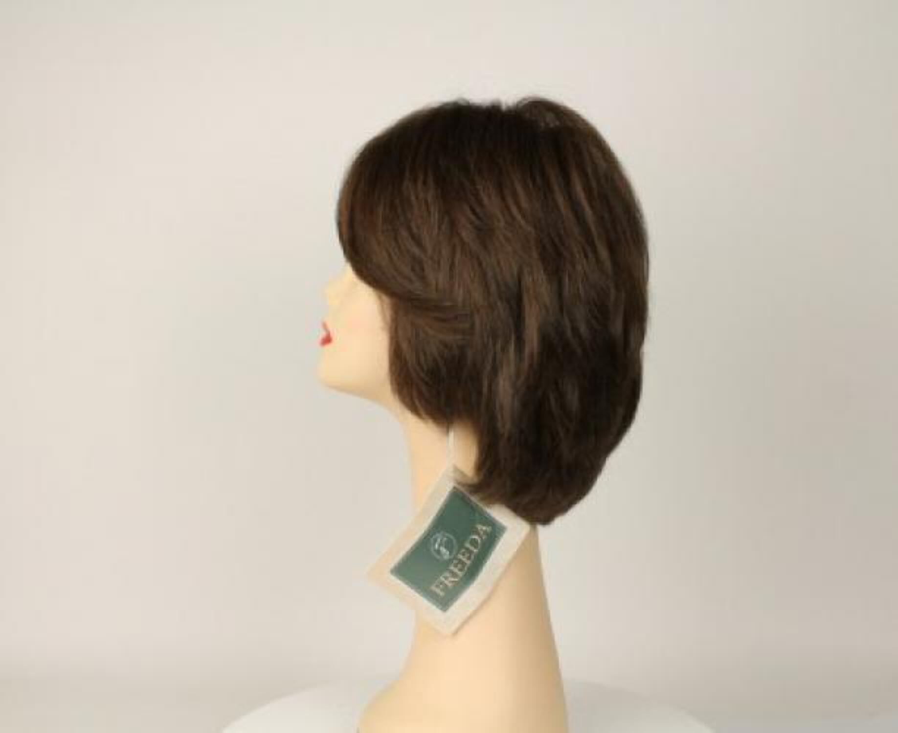 European Human Hair Freeda Wig Shlomit Medium Brown With Highlights Skin Top Size M