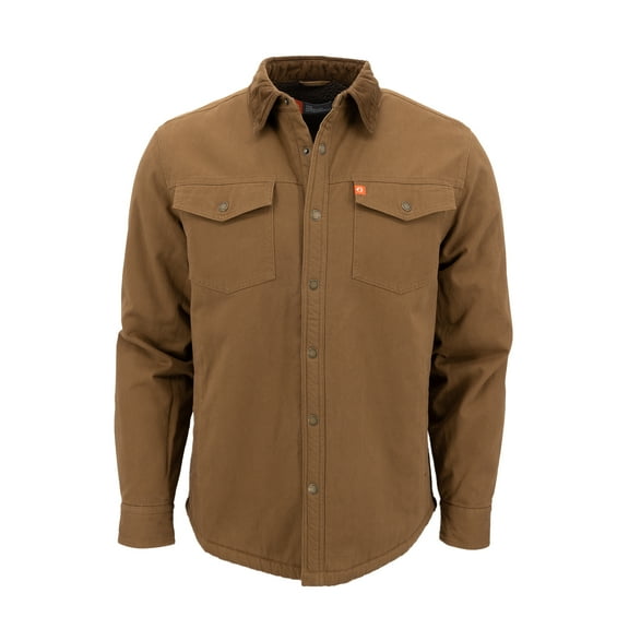 The American Outdoorsman Sherpa Lined Twill Jacket - Men's Winter Jacket with Corduroy Collared Snap Closure (Caramel, Medium)