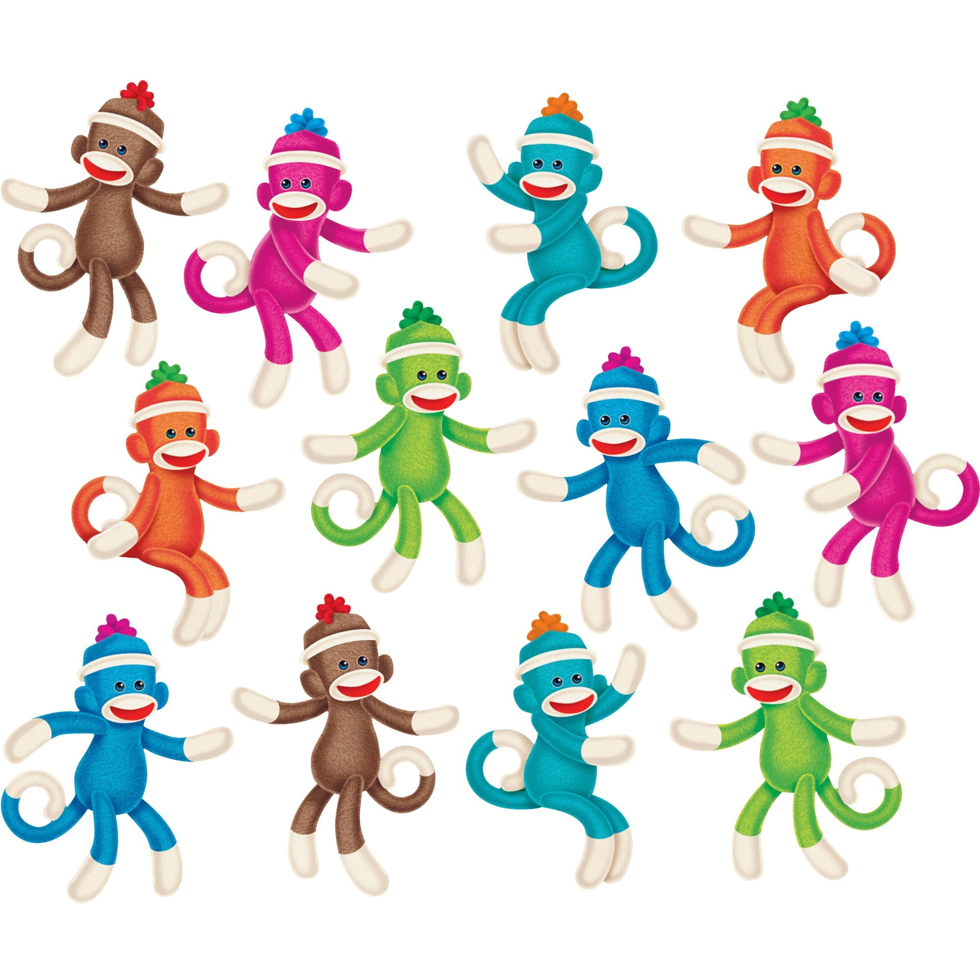 Trend, TEPT10608, Sock Monkeys Collection Accents Labels, 36 / Set, Teal,Magenta,Green,Blue,Orange,Brown