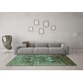 thumbnail image 3 of Ahgly Company Machine Washable Indoor Rectangle Oriental Turquoise Blue Industrial Area Rugs, 7' x 10', 3 of 4