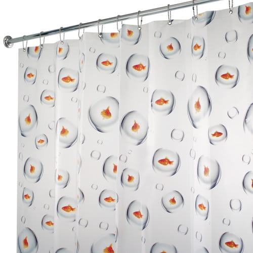 InterDesign Bubble Fish PEVA Shower Curtain, 72" x 72"