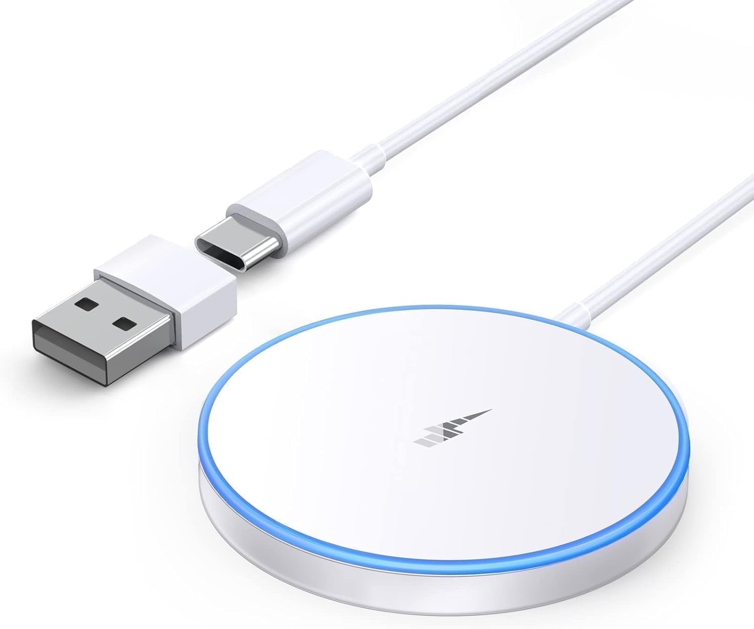 WTUHU Magnetic Wireless Charger 15W Fast Mag-Safe Charging Pad for iPhone 17/16/15 /14/13/12 Series AirPods 3/2/Pro/Pro 2, White