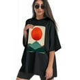 thumbnail image 4 of Plus Size Shirt for Women Black Tops for Women Short Sleeves Shirt for Women Abstract Sun T Shirt Crewneck Shirt for Women XS, 4 of 5