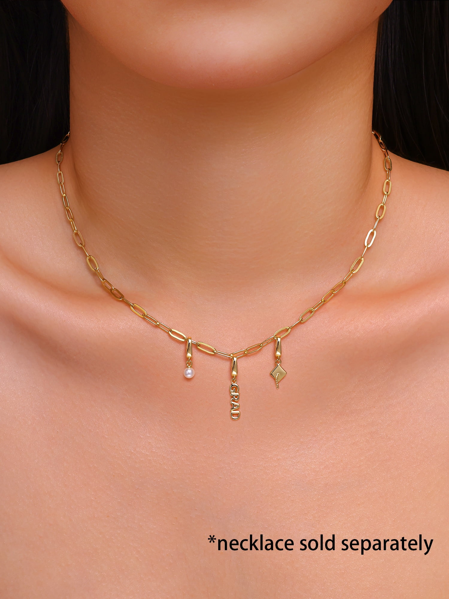 Brilliance Fine Jewelry Simulated Diamonds Graduate Charm Set in 14KT Gold Plated Sterling Silver