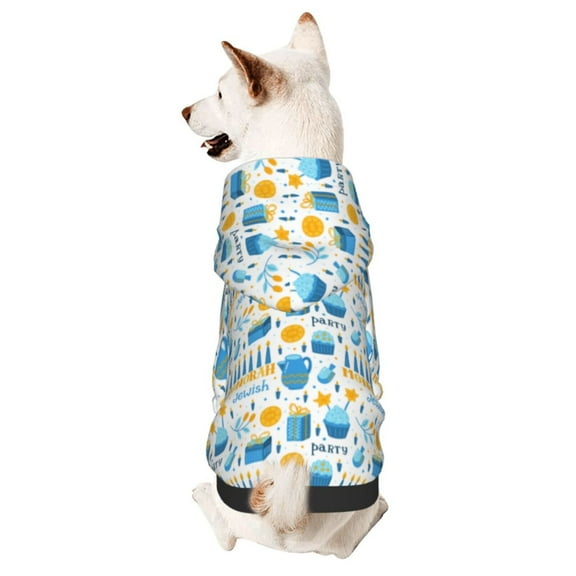 Happy Hanukkah Jewish Chanukah Holiday Dog Sweatshirt Pet Wear Hoodie Soft Warm Easy To Wear Puppy Cat Dogs Apparel Small