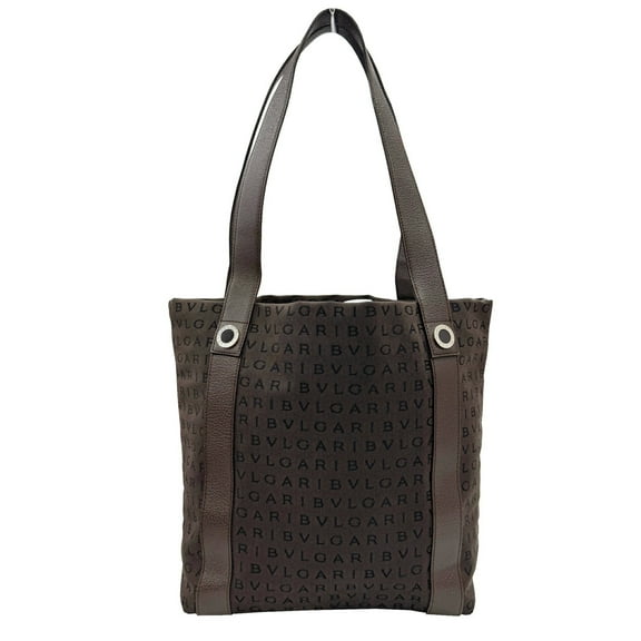 Pre-Owned BVLGARI Bvlgari Mania Tote Bag Brown Canvas Leather Women's (Good)