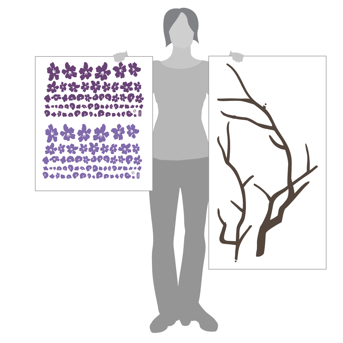 Large Japanese Cherry Blossom Tree Branch Vinyl Decal Wall Sticker | Girls Flowery Room Décor