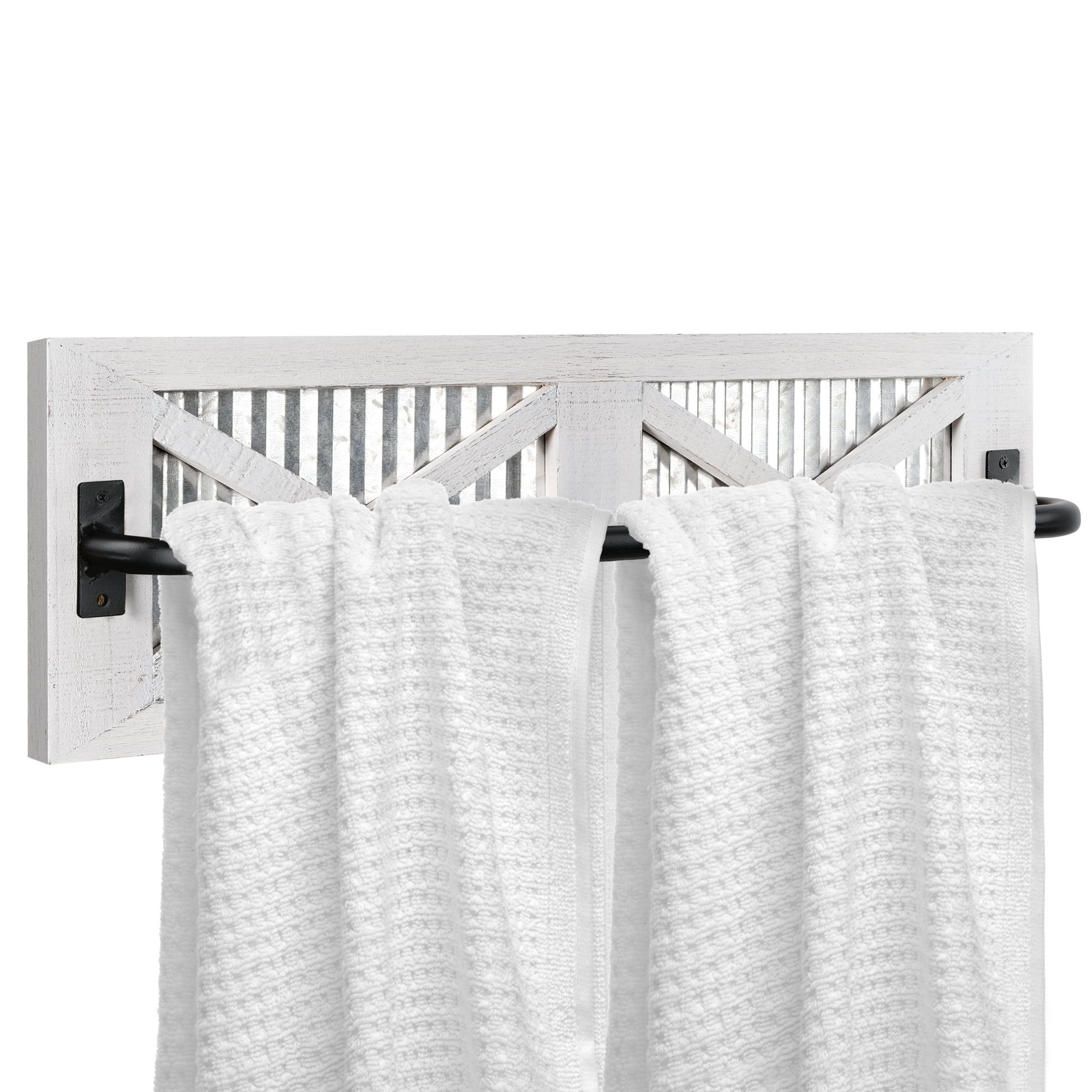 Autumn Alley Farmhouse Rustic Towel Rack Holder - Wood Towel Rack - Farmhouse Towel Holder for Rustic Bathroom and Farmhouse Kitchen Style D?cor - 18" Wall Mounted, Set of 2, Rustic White