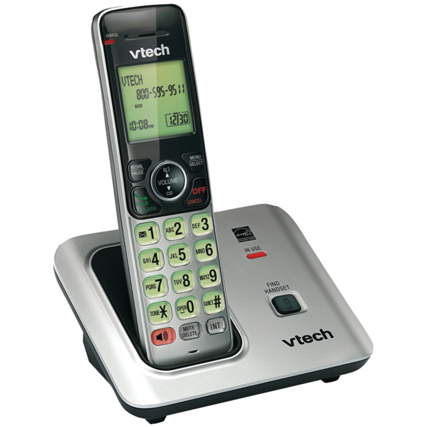VTech DECT 6.0 2-Handset Expandable Cordless Phone System with Caller ID & Call Waiting, Gray & Silver, CS6619-2