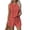 Red, variant on Women's Linen 2 Piece Outfits Striped Crew Neck Tank Top and Wide Leg Shorts Set Deep Red S
