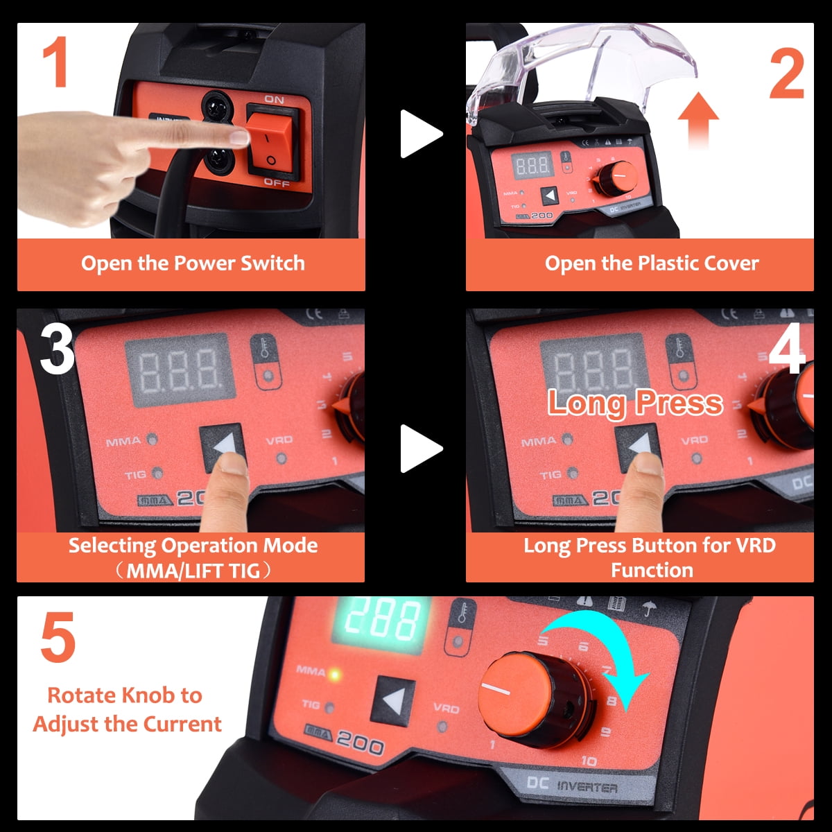 Goplus MMA TIG ARC IGBT Welding Machine 200 AMP 110/220V Welder DC Inverter LED Display