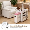 thumbnail image 5 of Advwin Rolling Pedicure Trolley Cart with Foot Rest, Storage Shelves & Cabinet, Mobile Pedicure Foot Stool Stand Pedicure Station for Nail Tech & Home Salon, Pink, 5 of 7