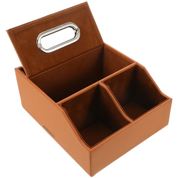 Faux Leather Car Storage Box for Tissues Cups and Small Items Orange Multi-functional Organizer