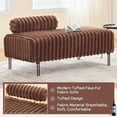 thumbnail image 3 of 49.6" Wide Upholstered Mini Loveseat with Metal Legs, 2-Seater Small Sofa End of Bed Bench Window Ottoman Footrest with Adjustable Back for Living Room Bedroom Entryway Hallway Small Space, Brown, 3 of 7