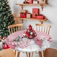 thumbnail image 2 of Round Tablecloth Pink Christmas Snowman Elastic Edge Fitted Plaid Trees Winter Snowflake Plastic Table Cover,Waterproof Oil Proof for Dinner,Outdoor, Picnic, 55"- 60" DIA Tables, 2 of 9