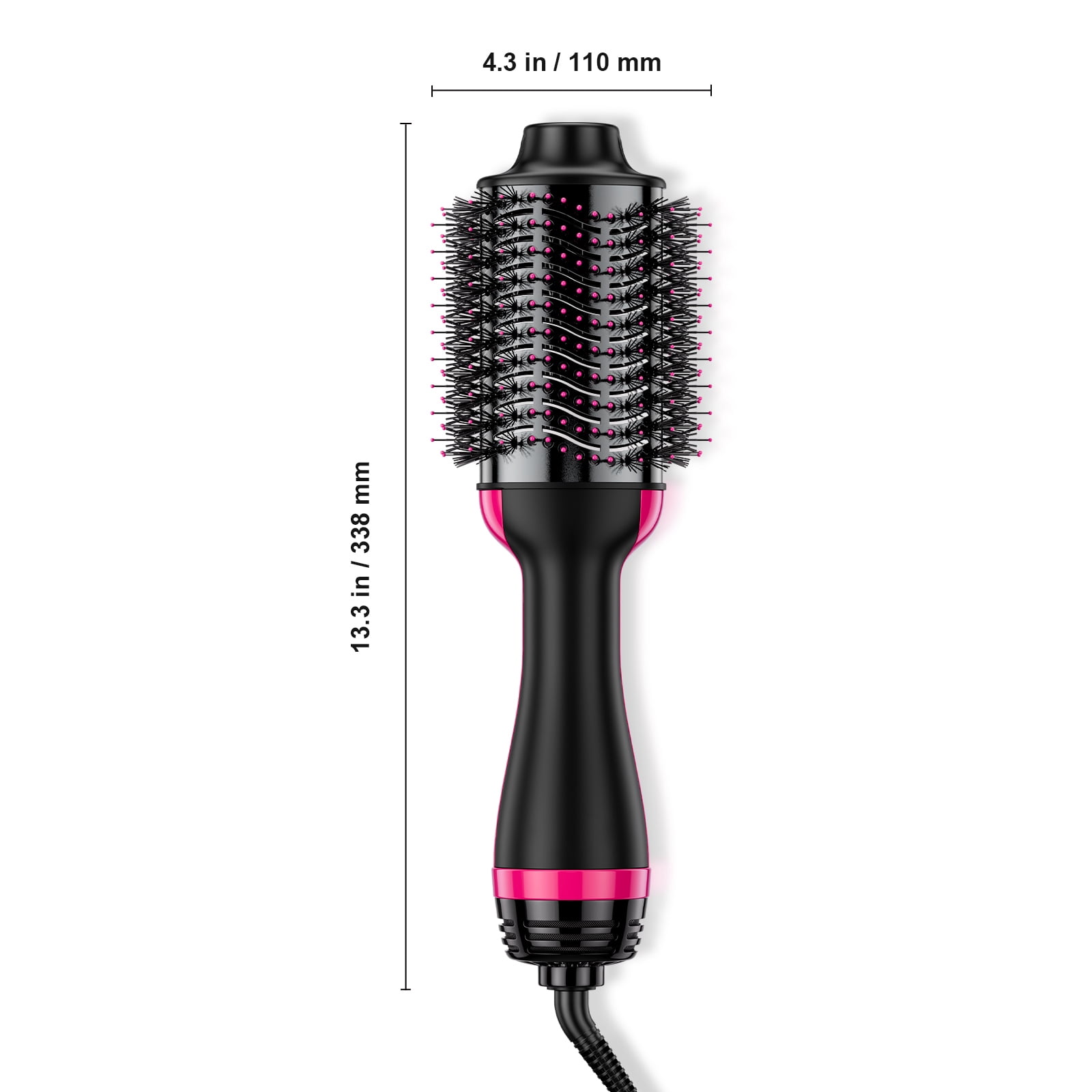 KFFKFF Hair Styling Blow Dryer Brush, 4-in-1 Ionic Hair Enhancer with Electroplated Titanium & 2.95" Ceramic Coated Oval Barrel, Dual Voltage 110V/240V Heat Styling Brush for Home, Salon, and Travel