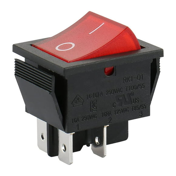 Interruptor basculante Baomain DPST de encendido/apagado, 16 A, 250 V AC, con LED rojo