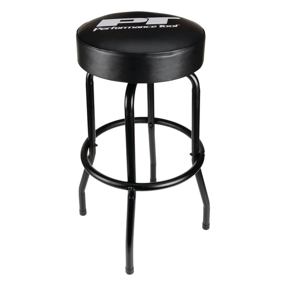 Performance Tool W85010 Swivel Bar Stool for Mechanic Garages and Workshops, 360-Degree Swivel, Vinyl, Black