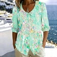 thumbnail image 4 of Sheghy Shirts for Women Cotton Linen Printed Button Spring Summer Everyday Shirt Army Green M, 4 of 6
