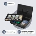 thumbnail image 3 of Cash Box with Money Tray and Lock Metal Cash Box for Small Businesses Compartment Money Box with Removable Tray and Key Portable Storage for Checks and Coins, 3 of 8