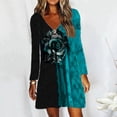 thumbnail image 1 of Robe Décontractée Mode Femme Col en V Manches Longues Imprimé Fleuri Ample, 1 of 4