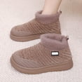 thumbnail image 4 of Women's Fleece Lined Ankle Boots Winter Warm Platform Cotton Shoes Breathable Plush Non Slip Walking Shoes Brown Size 6.5, 4 of 8