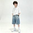 thumbnail image 2 of Kids Boys Baggy Jorts Jean Shorts Youth Straight Leg Denim Shorts Pockets Tween Preppy Thin Casual Bottoms Summer Half Pants, 2 of 8