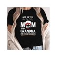 thumbnail image 1 of Women'S Casual Crew Neck T-Shirt with "God Gifted Me Two Titles Mom and Grandma" Letter Print, 100% Cotton Knit Fabric, Short Sleeve Top for All Seasons - 180gsm, 1 of 6