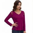 thumbnail image 4 of Xuyuer Summer Versatile Hollow-Out Long Sleeve Tee - Women's Solid Color V-Neck Casual Top, Breathable and Comfortable for Daily Outings, Friend Gatherings, and Easy Affordable Fashion Style, 4 of 8