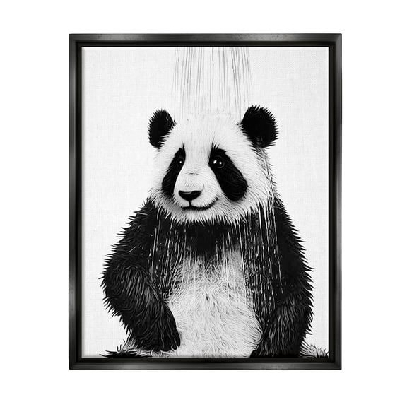 Stupell Industries Panda Bathroom Splash Animals & Insects Painting Black Floater Framed Canvas Art Print Wall Art, 17 x 21