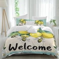 thumbnail image 2 of Summer Lemon Bedding 3 Piece Duvet Cover Set Queen Size, Spring Bees Turquoise Plaid Soft Microfiber Comforter Cover with Zipper Closure & Pillowcases, Wrinkle & FadeResistant Quilt Cover, 2 of 9