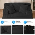 thumbnail image 3 of ZAFLY 55”w Oversized Chaise Lounge Indoor, Corduroy Cloud Chair with 3 Pillows, Big Comfy Chair with Cup Holder -Black, 3 of 8