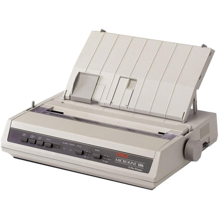 Restored Oki MICROLINE 186 Dot Matrix Printer (62422401)  High-Speed Monochrome Printing, Impact Printer, Serial/Parallel Connectivity (Refurbished)
