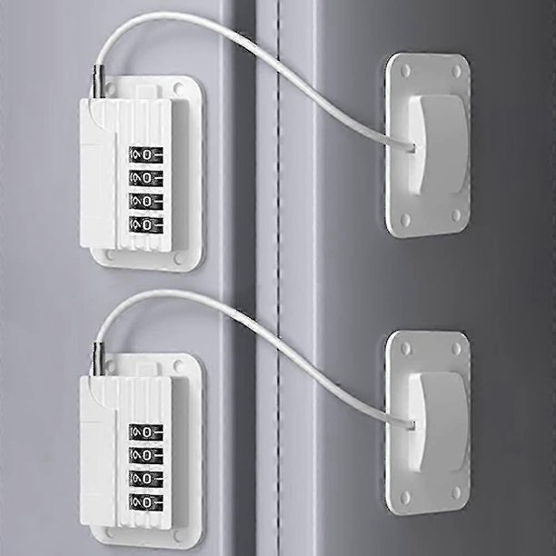 2 Pack Adhesive Rv Refrigerator Locks For Adults White Fridge Combination Lock Safety Fridge Locks For Kids Electric Mini Freezer Door Lock Edit
